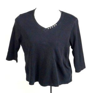 Karen Scott Black 3/4 sleeve Knit Top